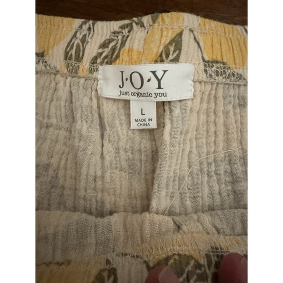 Women’s Lemon Organic Cotton Pajama Set Loungewear Textured Gauze Ruffle Size L - Picture 4 of 13